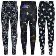 Girls Halloween Legging Spider Web Skull Print Leggings Fancy Costume 3-13 Years