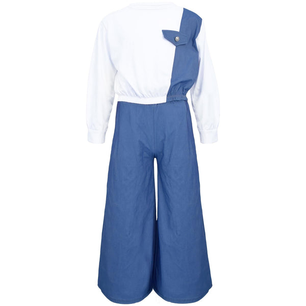 Kids Girls Crop Top Set Casual Long Sleeve Crop Top Flared Trouser Age 3-14