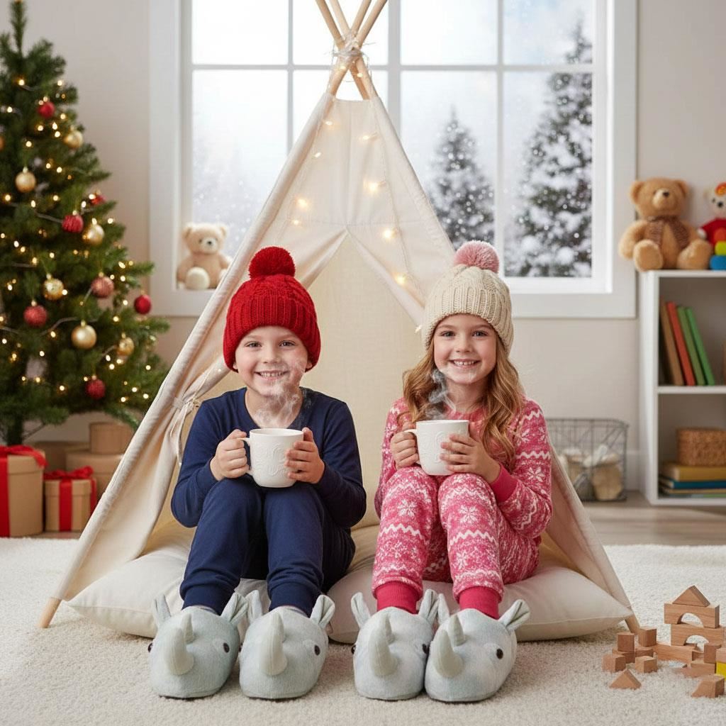 A2Z 4 Kids Boys Girls Cute Animal Slippers Non-Slip Winter Plush Warm Baby Shoes