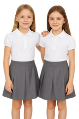 Kids Girls 2 Pack School Uniform Pleated Skirt Elasticated Summer Skater Skirts