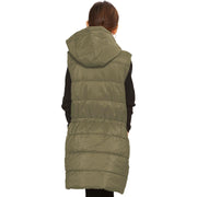 A2Z Kids Girls Down Vest Fashion Oversized Khaki Hooded Quilted Gilet Padded Long Line Vest Jacket Long Sleeveless Coat Urban Winter Wear Age 7-13 Years