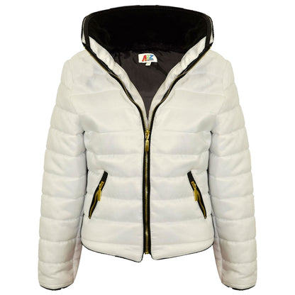 A2Z 4 Kids Girls Jacket Kids Stylish Padded Silver Puffer Bubble Fur Collar Quilted Warm Thick Coat Jackets Age 3 4 5 6 7 8 9 10 11 12 13 Years