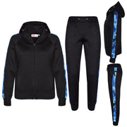 A2Z 4 Kids Girls Boys Tracksuit Designer's Plain Contrast Blue Stripes Fleece Hooded Hoodie Bottom Jogging Suit Joggers Age 5 6 7 8 9 10 11 12 13 Years