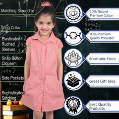 Kids Pack of 2 Girls Dress Breathable with Matching Scrunchies Age 3-14 Years