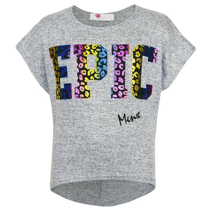 Kids Girls " EPIC " Printed Crop Top Stylish Fashion Trendy Top Age 7-13 Years