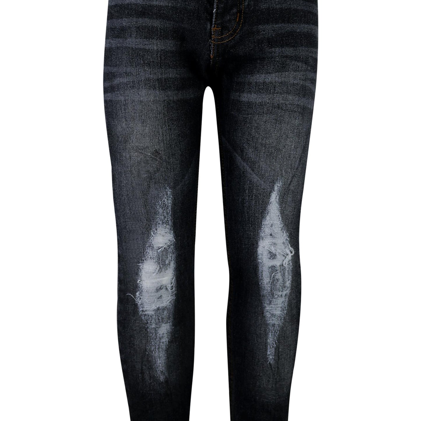 Kids Boys Stretchy Jeans Knee Ripped Denim Skinny Bikers Pants Slim Trouser 5-13