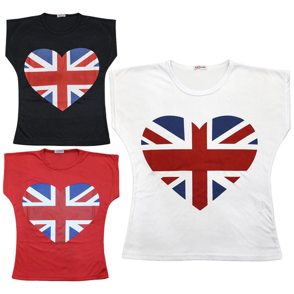 Kids Girls T Shirts England Football World Cup Heart Print Top & Tees 5-13 Yrs