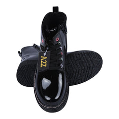 A2Z 4 Kids Girls Teens Ladies School Shoes Black Patent Glitter Heart Ankle Boot