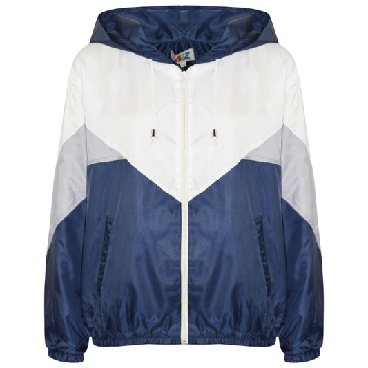 A2Z 4 Kids Windbreaker Navy Waterproof Raincoat Jackets Contrast Panels Shower Resistant Lightweight Hooded Coat Girls Boys Age 5-13 Years - A2Z 4 Kids