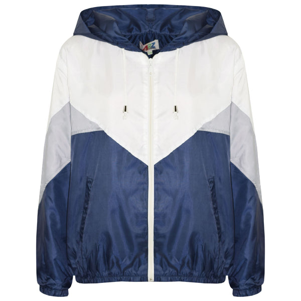A2Z 4 Kids Windbreaker Navy Waterproof Raincoat Jackets Contrast Panels Shower Resistant Lightweight Hooded Coat Girls Boys Age 5-13 Years - A2Z 4 Kids