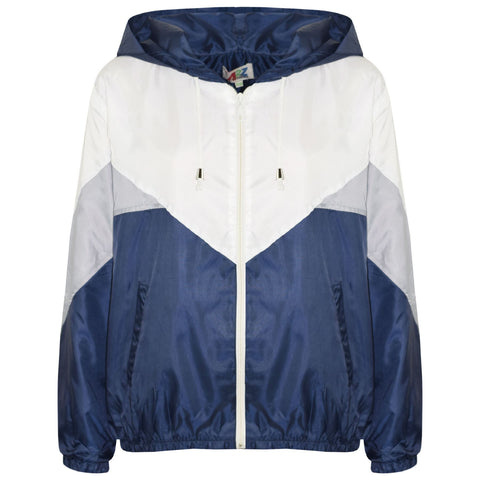 A2Z 4 Kids Windbreaker Navy Waterproof Raincoat Jackets Contrast Panels Shower Resistant Lightweight Hooded Coat Girls Boys Age 5-13 Years - A2Z 4 Kids