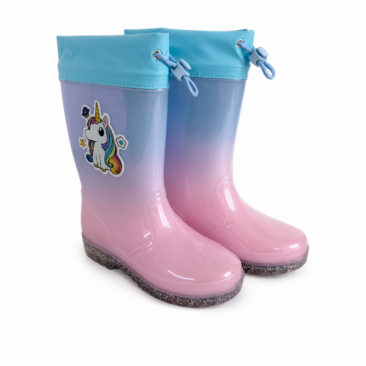 Kids Waterproof Wellington  PVC Rain Wellies Adjustable Warm Lined Non Slip Sole