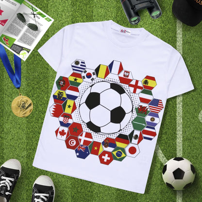 Kids Unisex England Flag Print Football World Cup Soft T Shirt Top