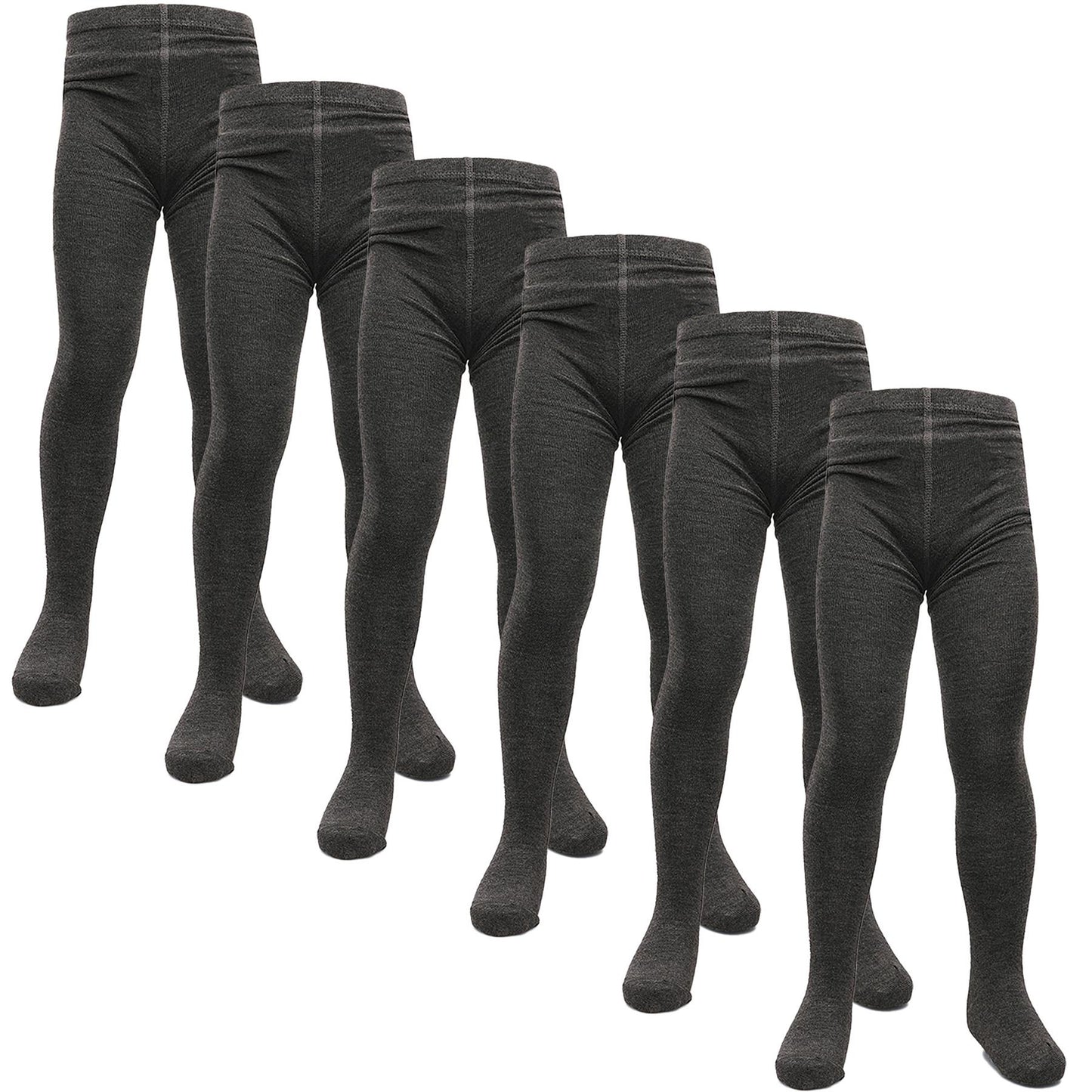 Kids Girls Cotton Rich Uniform School Tights Pack Of 6 Warm Thick Schoolwear