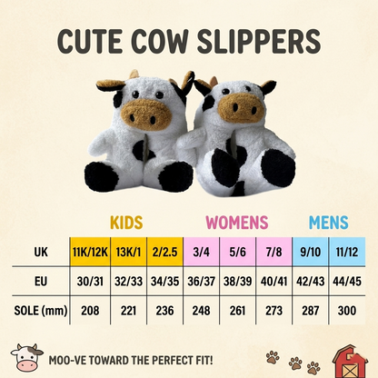 A2Z Kids Girls Womens 3D Cow Slippers Soft Plush Warm Non Slip Indoor Shoes