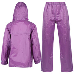 Kids Boys Girls Waterproof Hooded Rain Suit Jacket & Pants Set with Bag 3-14 Yrs