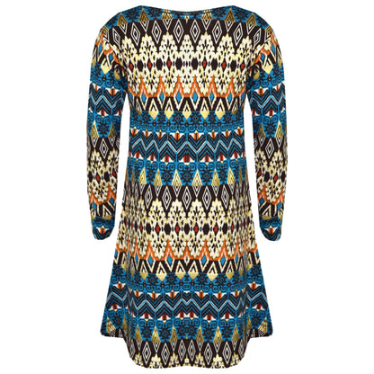 Girls Skater Dress Kids Aztec Print Summer Party Swing Midi Dresses 7-13 Years