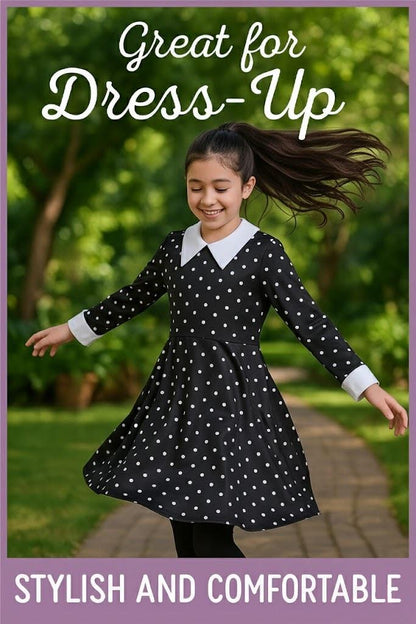 A2Z 4 Kids Girls Swing Dress Long Sleeve Peter Pan Collar Gothic Girl Dress
