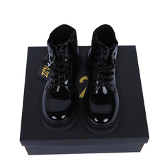 Kids Girls Teens Ladies Lace-Up Ankle Combat Boots with Side Zip Fashion Shoes