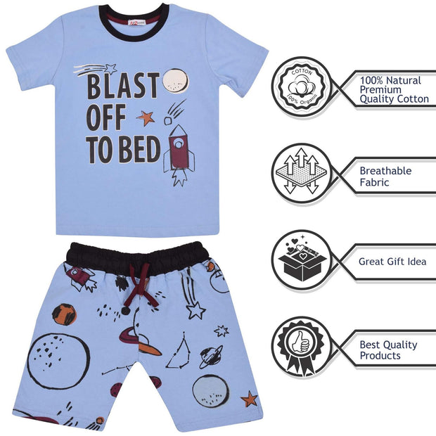 Kids Girls Blast Off To Bed Print Pyjamas Set