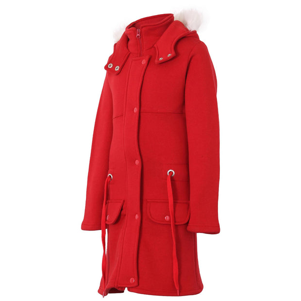 A2Z 4 Kids Red Parka Jacket Faux Fur Hooded Coat Drawstring Waist Fashion Girls Age 5-13 Years