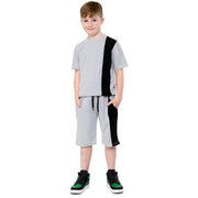 A2Z 4 Kids Kids Boys T Shirt Shorts 100% Cotton Contrast Panelledled Summer Outfit Trendy Fashion Summer Grey Top Short Set New Age 5 6 7 8 9 10 11 12 13 Years