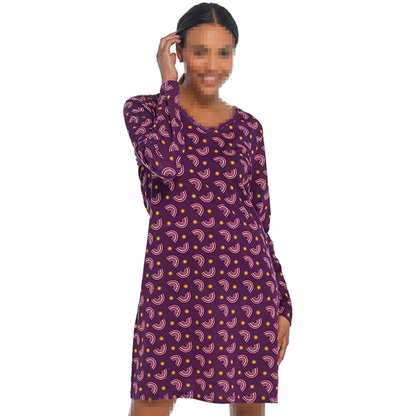 A2Z Ladies Long Sleeves Nightie Cotton Jersey Sleepwear Comfortable Nightshirts