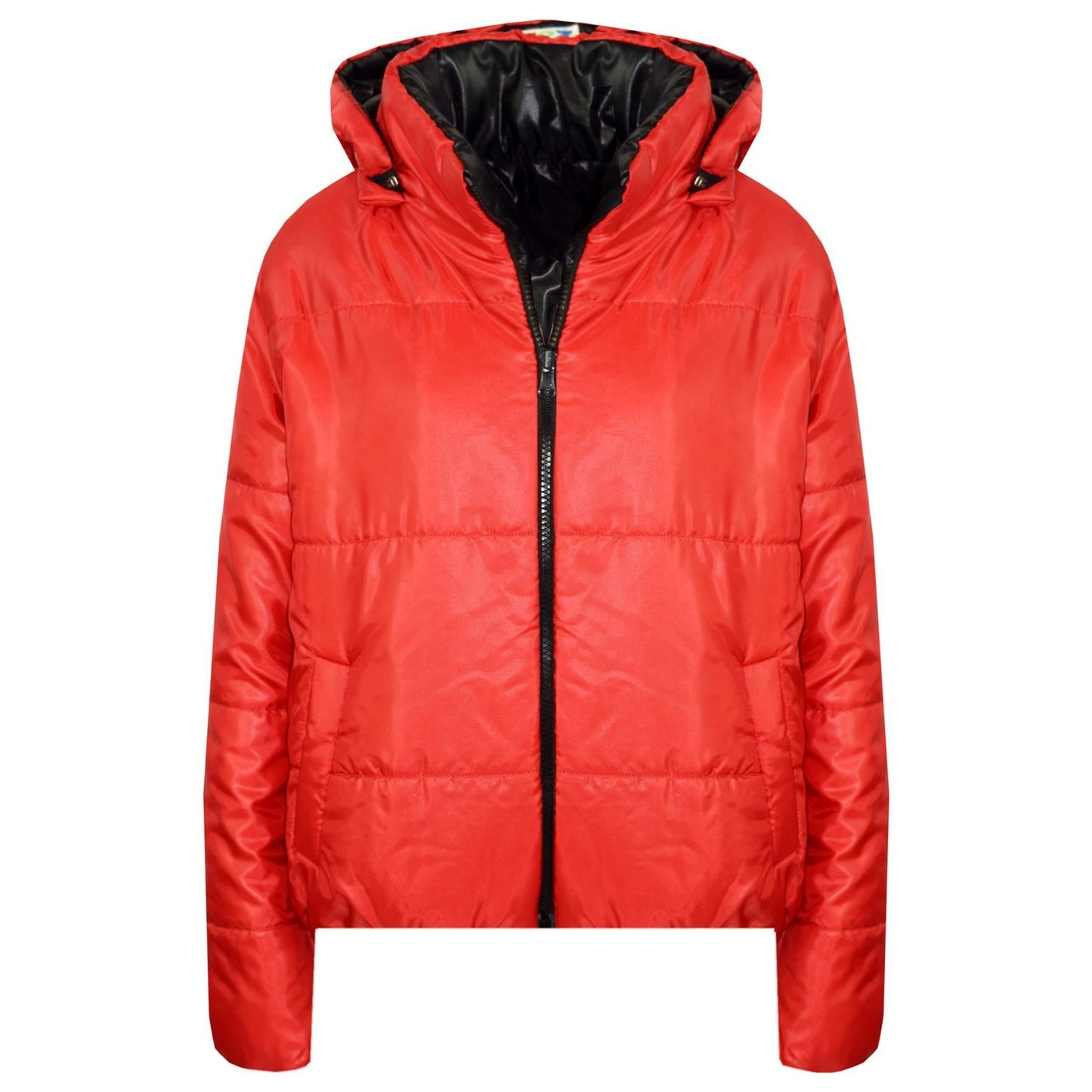 Girls Jackets Kids Reversible Cropped Hooded Padded Puffer Jacket Coat 5-13 Year