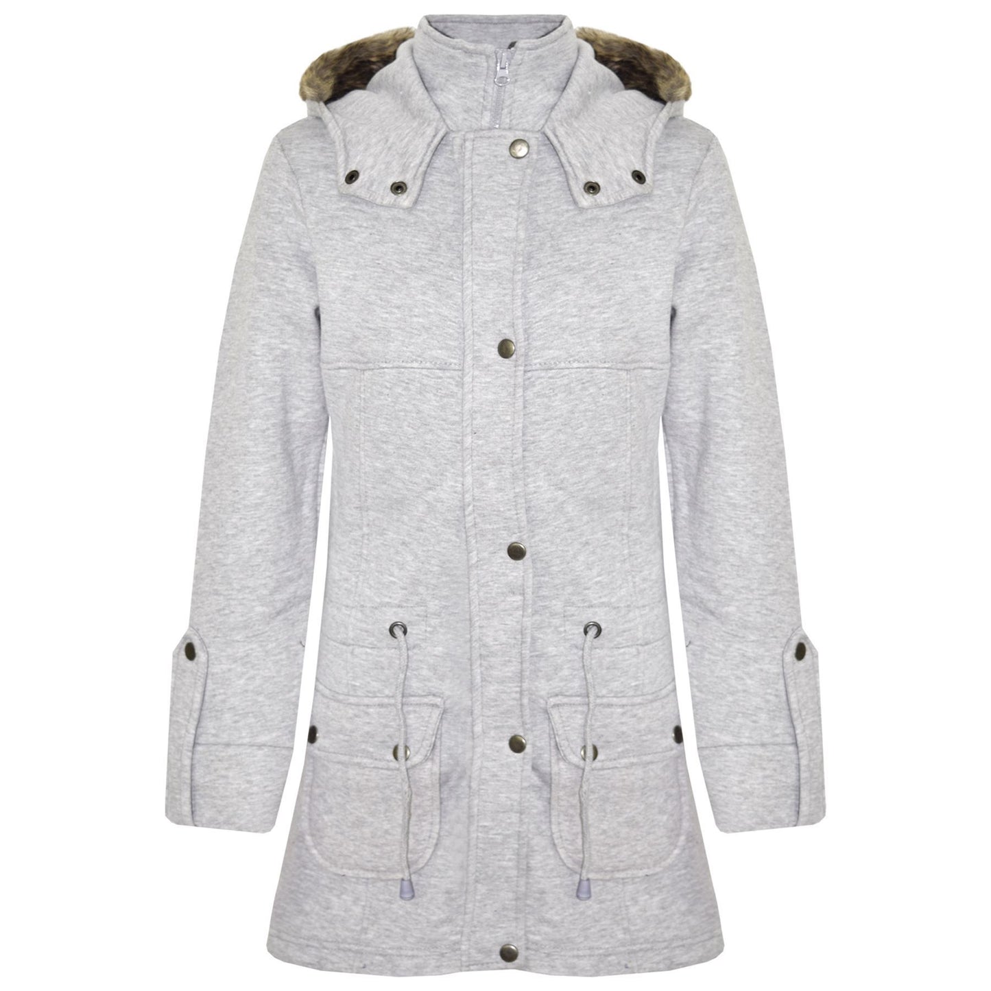 GIRLS COAT KIDS FLEECE PARKA JACKET LONG FAUX FUR HOODED SUMMER COATS AGE 7-13Y