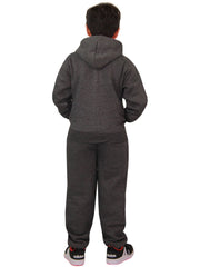 A2Z 4 Kids Plain Tracksuit Charcoal And Red Contrast Fleece Hoodie with Joggers Jogging Sweatpants Pants Sports Activewear Outfit Set For Childrens Girls Boys Age 5-13 Years