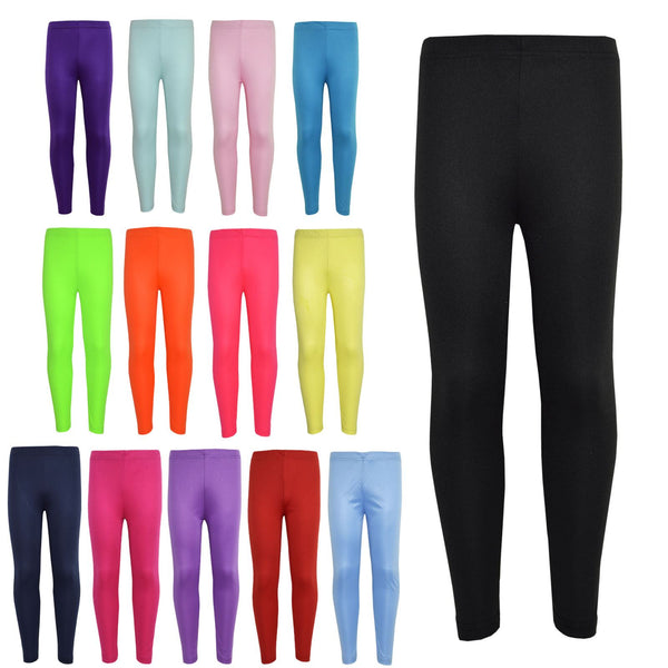 Gilrs Legging Kids Plain Color School Fashion Dance Leggings New Age 5-13 Years
