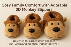 A2Z Girls Boys Womens Mens 3D Monkey Animal Slippers Cute Face Indoor Footwear