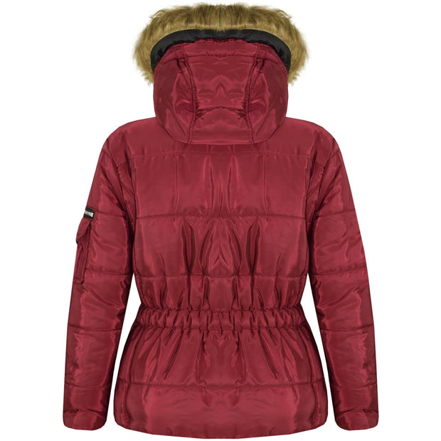 A2Z 4 Kids Kids Girls Jackets Wine Puffer Hooded Stylish Detachable Faux Fur Padded Zipped Belted Slim Fit Warm Coats New Age 5 6 7 8 9 10 11 12 13 Years