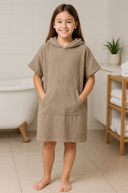 Kids Bathrobe 100% Cotton Hooded Dressing Gown Unisex 2-13 Years