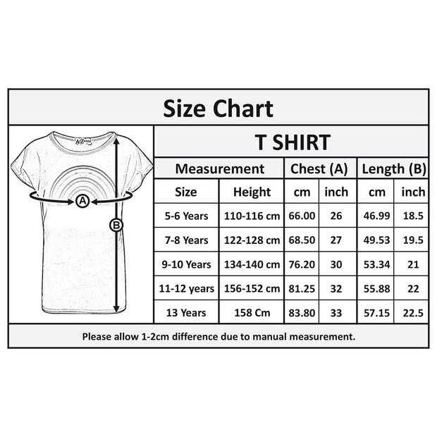 Girls T Shirt Kids Rainbow Print Stylish Round Neck T Shirt Tank Top & Tees 5-13