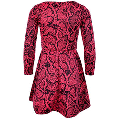 Kids Girls Skater Dress Long Sleeve Snake Flared Party Summer Dresses 5-13