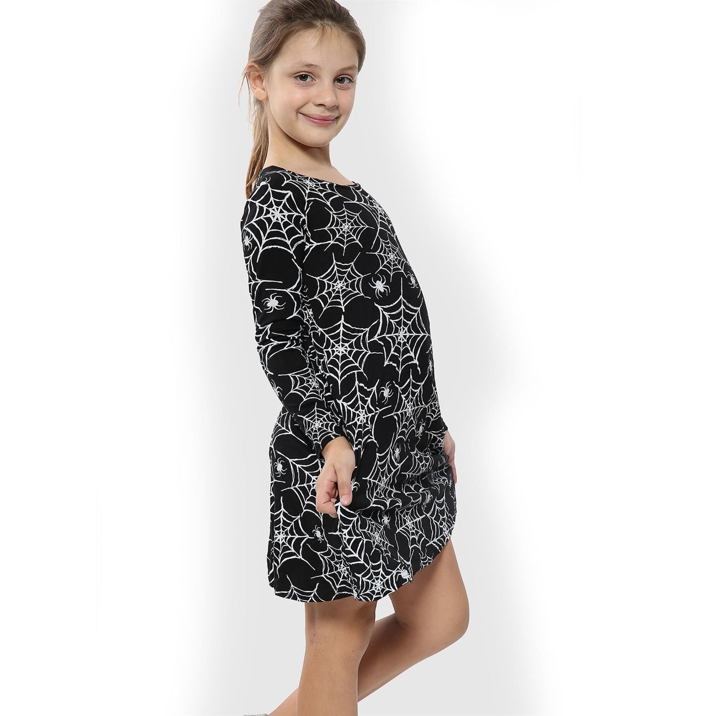Girls Halloween Dresses Spider Web Print Swing Dress Fancy Costume Age 3-13 Year