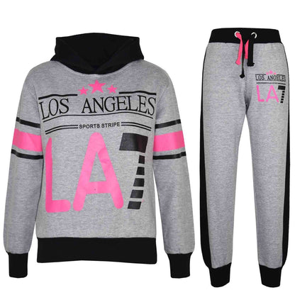 Kids LA7 Tracksuit Two Colour Set Hoodie & Jogger Sweatpants Girls Boys Age 5-13