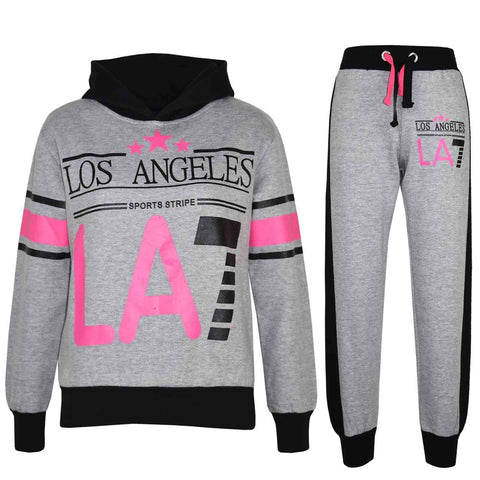 Kids LA7 Tracksuit Two Colour Set Hoodie & Jogger Sweatpants Girls Boys Age 5-13