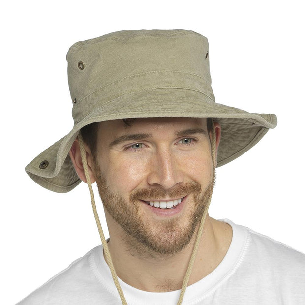 Mens Sun Hats Safari Protection Hat Cotton Breathable With Adjustable Chin Strap