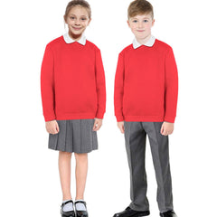Kids Girls Boys Sweatshirt  Plain Crew Round Neck Uniform  Age 2-13 Years