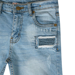 Kids Boys Ripped Light Blue Denim Shorts Comfort Stretch Jeans Trouser Pants