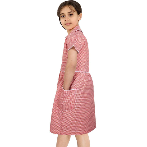 Kids Girls Gingham School Dress Check Dresses With Matching Scrunchies 2-14 - A2Z 4 Kids