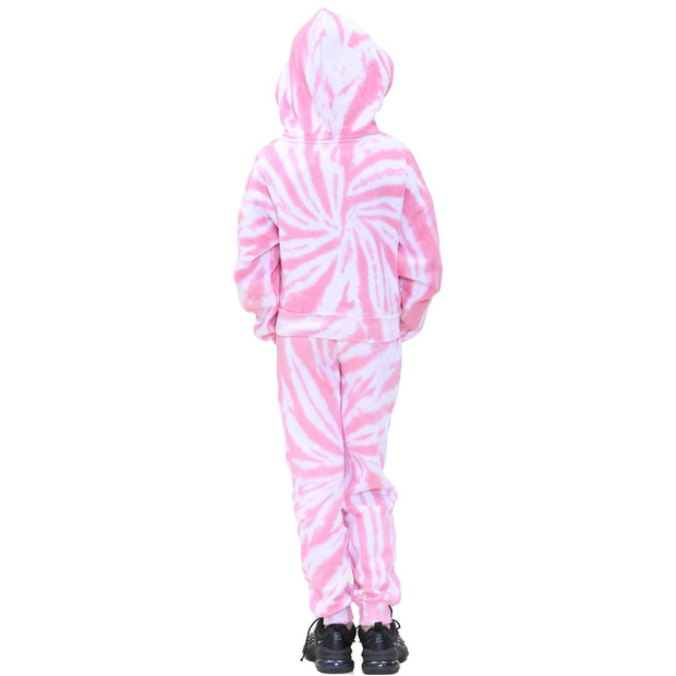 Kids Tie Dye Tracksuit Gym Cropped Hoodie Sweatpants Cord Set Girls Age 5-13