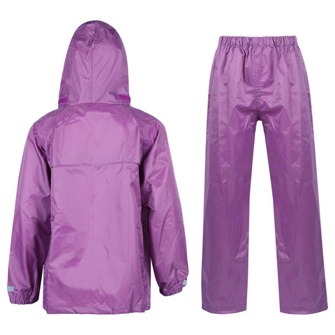 Kids Boys Girls Waterproof Hooded Rain Suit Jacket & Pants Set with Bag 3-14 Yrs