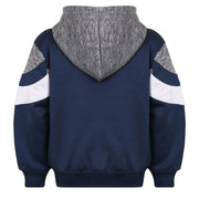 A2Z 4 Kids Girls Boys Unisex Tracksuit Designer's Contrast Panelled Fleece Navy Hooded Zip Up Hoodie & Trouser Gym Wear Jogging Suit Joggers Age 5 6 7 8 9 10 11 12 13 Years