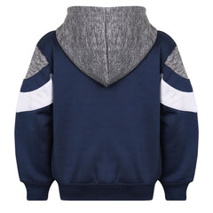 A2Z 4 Kids Girls Boys Unisex Tracksuit Designer's Contrast Panelled Fleece Navy Hooded Zip Up Hoodie & Trouser Gym Wear Jogging Suit Joggers Age 5 6 7 8 9 10 11 12 13 Years