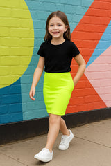 Kids Girls Plain Pencil Skirt Trendy Summer Clothing Sets Age 5-13 Years