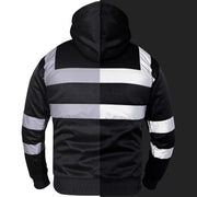 A2Z High Visibility Safe Work Hooded Zipper Two Tone Reflective Tape Pullover Sweatshirt Hi Vis Viz Casual Workout Safety Zip Up Hoodie Workwear For Men's Small Mediuam Large XL 2XL 3XL 4XL