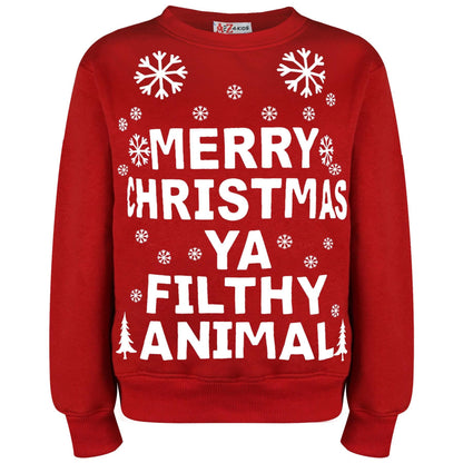 Merry Christmas Unisex Ya Filthy Jumper Sweatshirt Ya Filthy Animal For Adults